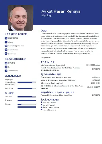 Biyolog CV Örnekleri cv indir